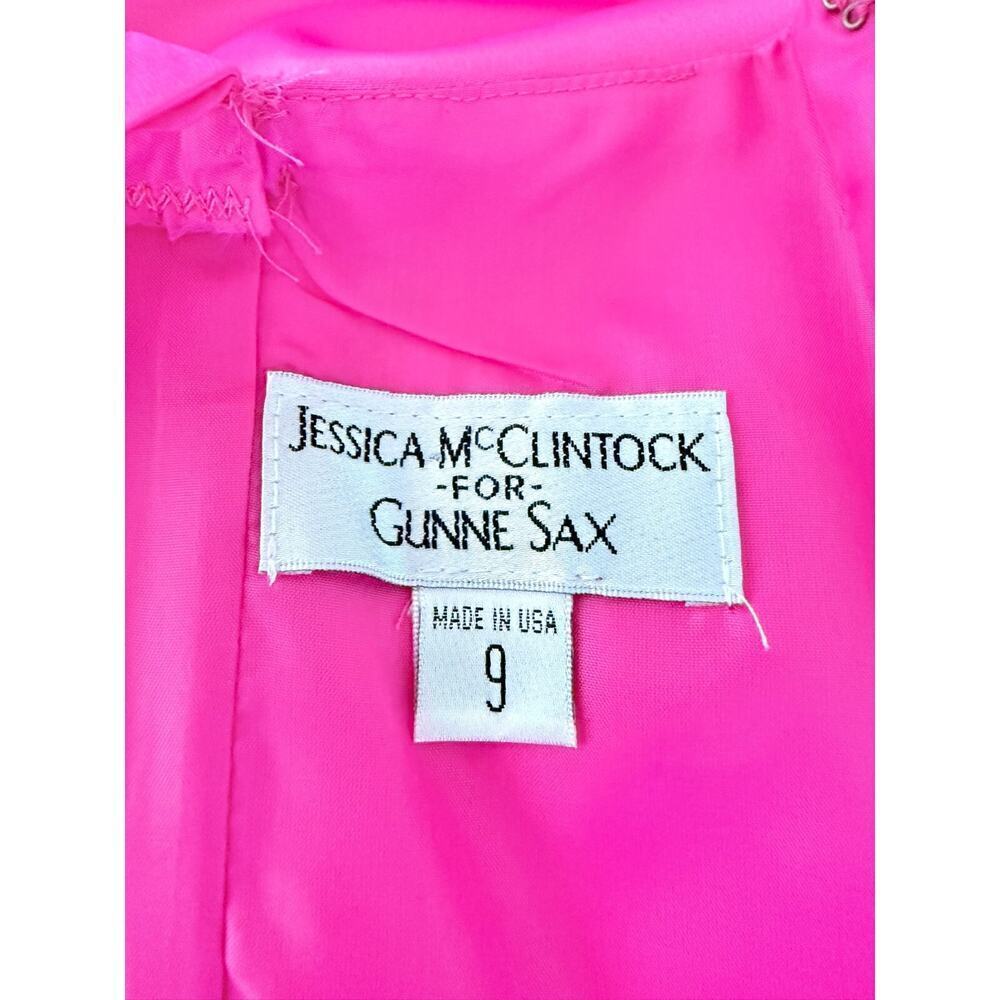 Jessica McClintock Gunne Sax Vintage Dress 9 Pink Satin Tulle Barbie Prom - Picture 11 of 15